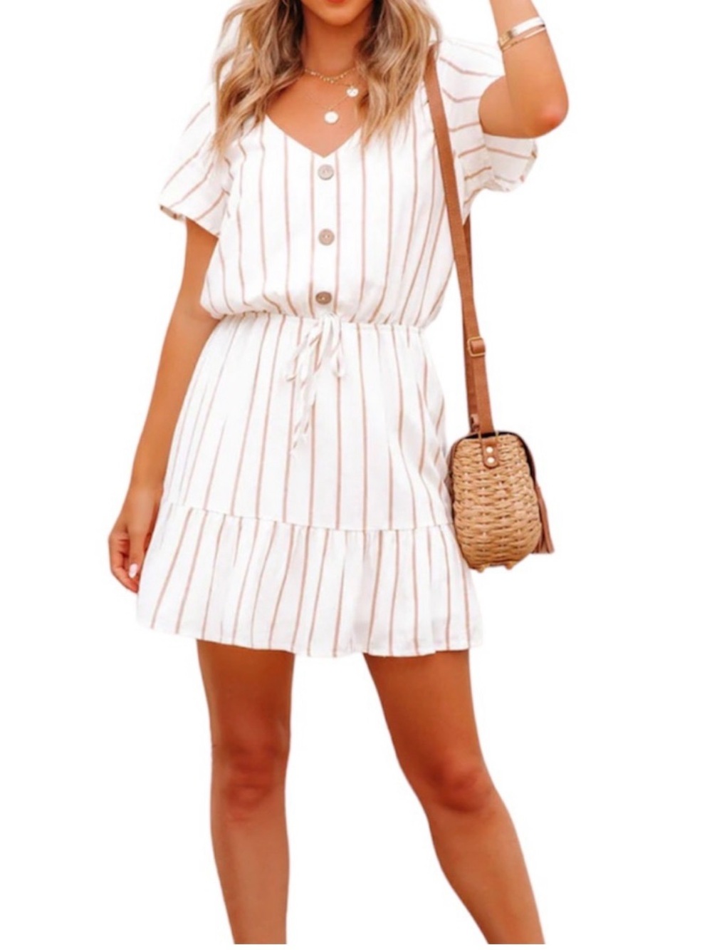 Newbury Kustom x VICI "Kick the Dust" Striped Ruffle Mini Dress S NWT